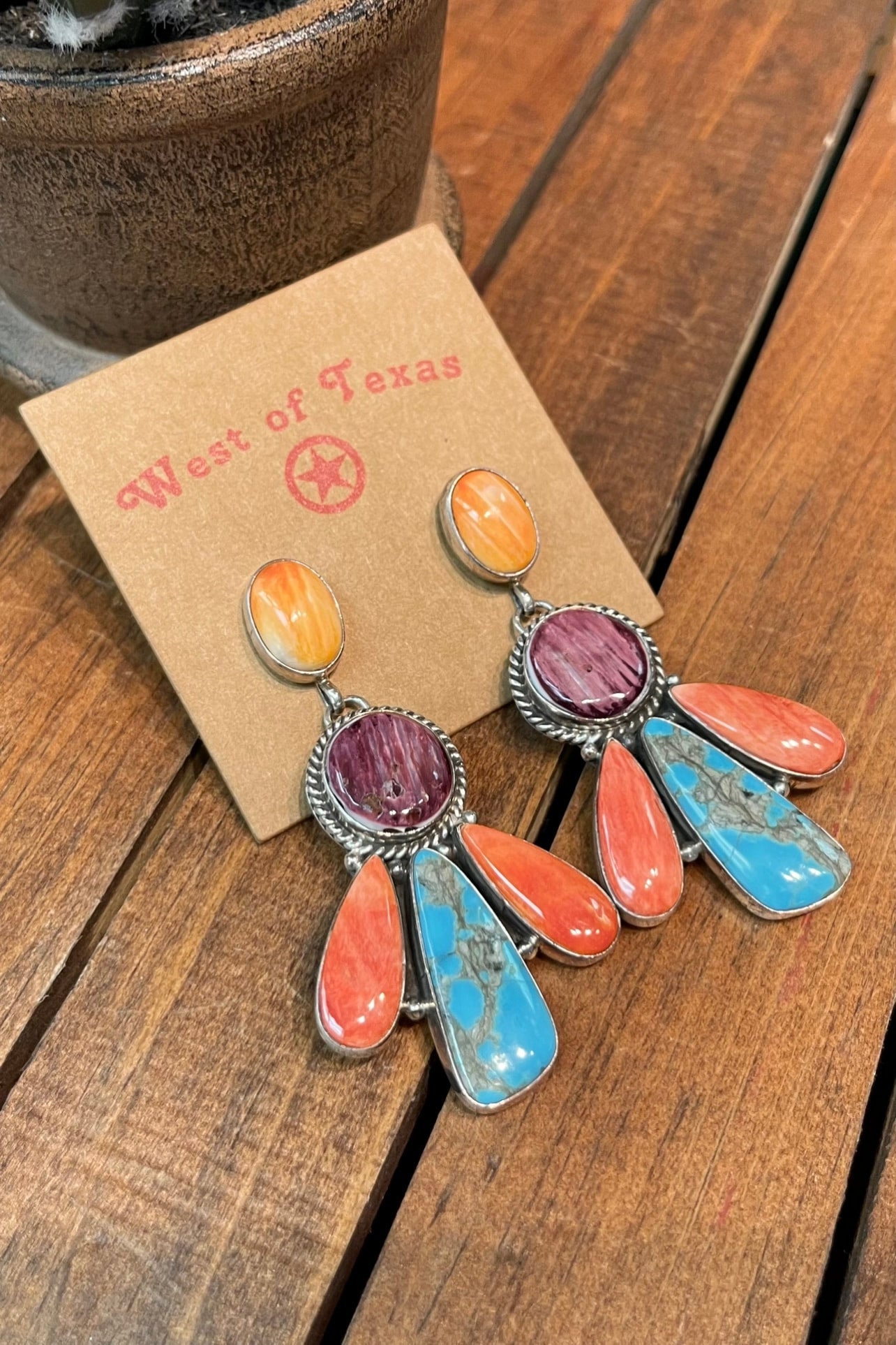 Spiny oyster turquoise earrings best sale